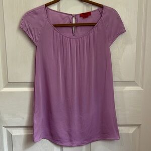 HUGO BOSS Purple Cap Sleeve Pleated Blouse Size 4 Flowy lightweight silky top
